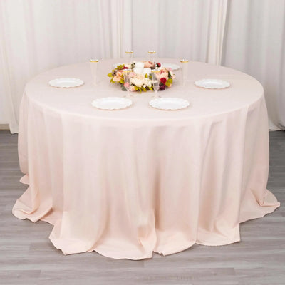 Premium Polyester Round Tablecloth 132" Blush - Seamless 220GSM Table Cover