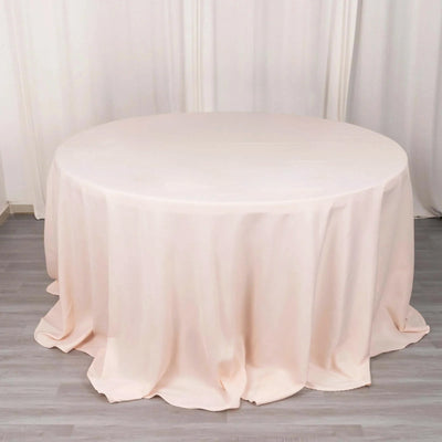 Premium Polyester Round Tablecloth 132" Blush - Seamless 220GSM Table Cover