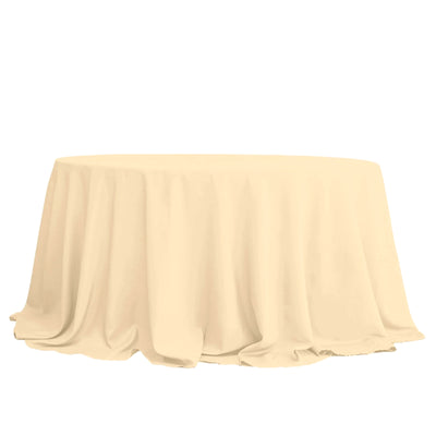 Polyester Round Tablecloth 132" Beige - Seamless Finish Table Cover