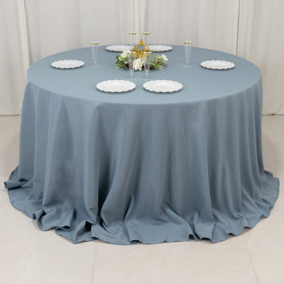 Premium Polyester Round Tablecloth 132" Dusty Blue - Seamless 220GSM Table Cover