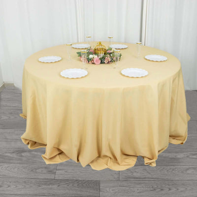 Premium Polyester Round Tablecloth 132" Champagne - Seamless 220GSM Table Cover