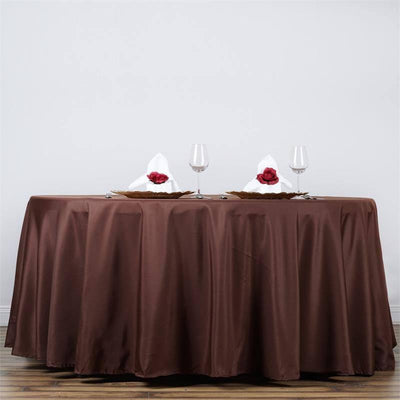 Polyester Round Tablecloth 132" Chocolate - Seamless Finish Table Cover