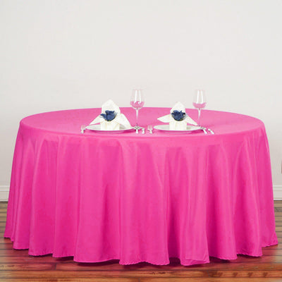 Polyester Round Tablecloth 132" Fuchsia - Seamless Finish Table Cover