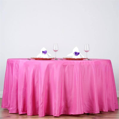 Polyester Round Tablecloth 132" Fuchsia - Seamless Finish Table Cover