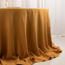 Gold Seamless Premium Polyester Round Tablecloth for 6 Foot Table With Floor-Length Drop