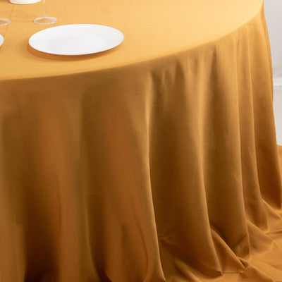 Premium Polyester Round Tablecloth 132" Gold - Seamless 220GSM Wrinkle-Resistant & Durable Finish