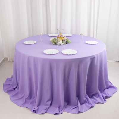 Premium Polyester Round Tablecloth 132" Lavender Lilac - Seamless 220GSM Table Cover