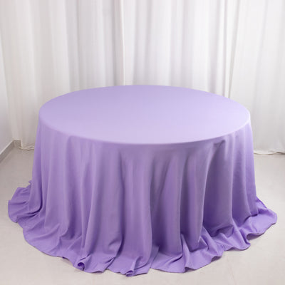 Premium Polyester Round Tablecloth 132" Lavender Lilac - Seamless 220GSM Table Cover