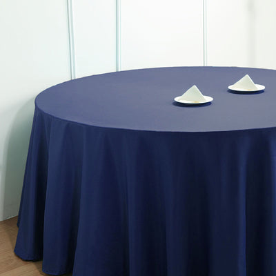 Polyester Round Tablecloth 132" Navy Blue - Seamless Finish Table Cover