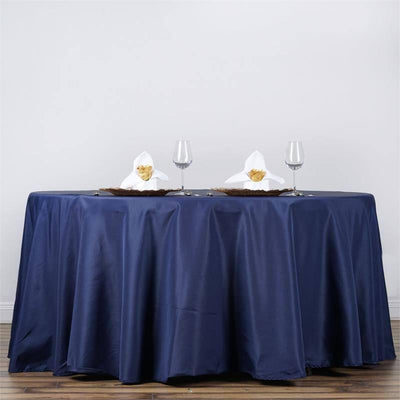 Polyester Round Tablecloth 132" Navy Blue - Seamless Finish Table Cover
