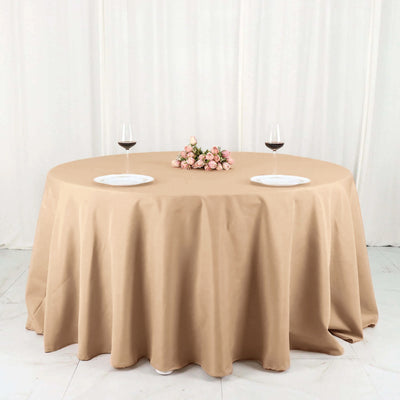 Polyester Round Tablecloth 132" Nude - Seamless Finish Table Cover