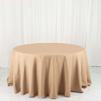 Polyester Round Tablecloth 132" Nude - Seamless Finish Table Cover
