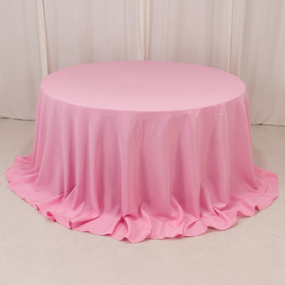 Premium Polyester Round Tablecloth 132" Pink - Seamless 220GSM Table Cover