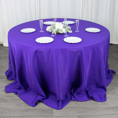Premium Polyester Round Tablecloth 132" Purple - Seamless 220GSM Table Cover