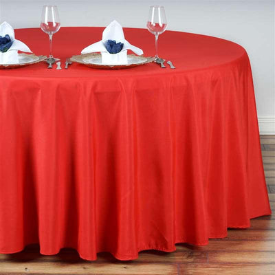 Polyester Round Tablecloth 132" Red - Seamless Finish Table Cover