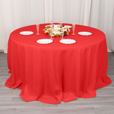Premium Polyester Round Tablecloth 132" Red - Seamless 220GSM Table Cover