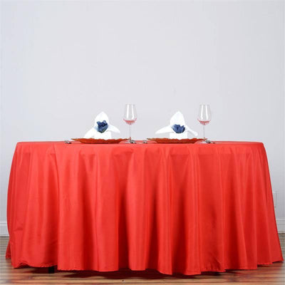 Polyester Round Tablecloth 132" Red - Seamless Finish Table Cover