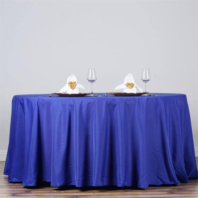 Polyester Round Tablecloth 132" Royal Blue - Seamless Finish Table Cover