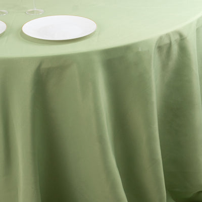 Premium Polyester Round Tablecloth 132" Sage Green - Seamless 220GSM Table Cover