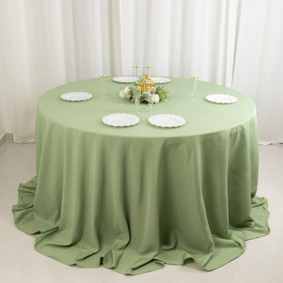 Premium Polyester Round Tablecloth 132" Sage Green - Seamless 220GSM Table Cover