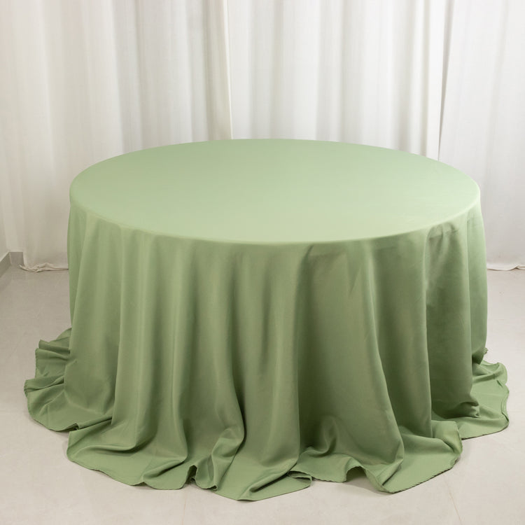 Sage Green Seamless Premium Polyester Round Tablecloth for 6 Foot Table With Floor-Lengt