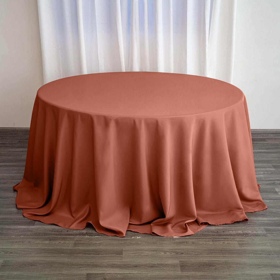 Terracotta (Rust) Seamless Polyester Round Tablecloth - 132inch