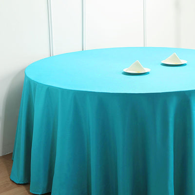 Polyester Round Tablecloth 132" Turquoise - Seamless Finish Table Cover