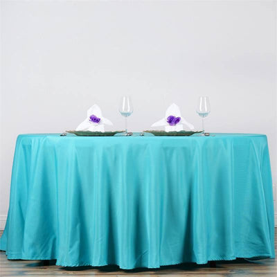 Polyester Round Tablecloth 132" Turquoise - Seamless Finish Table Cover