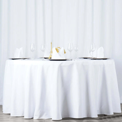 Premium Polyester Round Tablecloth 132" White - Seamless 220GSM Wrinkle-Resistant & Durable Finish