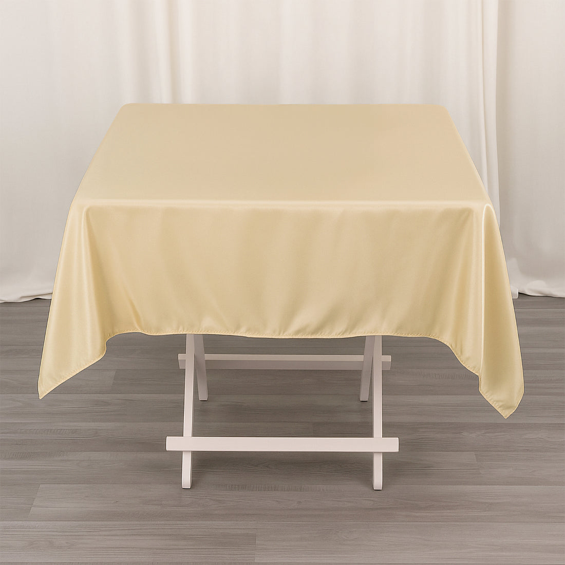 54inch Beige 200 GSM Seamless Premium Polyester Square Tablecloth