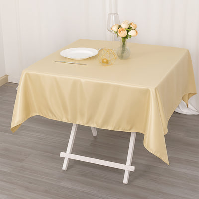 Premium Polyester Square Tablecloth 54"x54" Beige - 220GSM Wrinkle-Resistant Table Cover