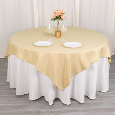Premium Polyester Square Table Overlay 54"x54" Beige - 220GSM Wrinkle-Resistant Table Topper