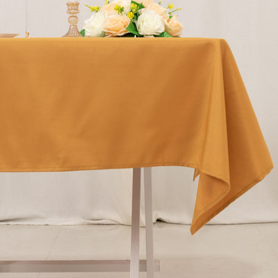Premium Polyester Square Tablecloth 54"x54" Gold - 220GSM Wrinkle-Resistant & Durable Table Cover for Weddings and Parties