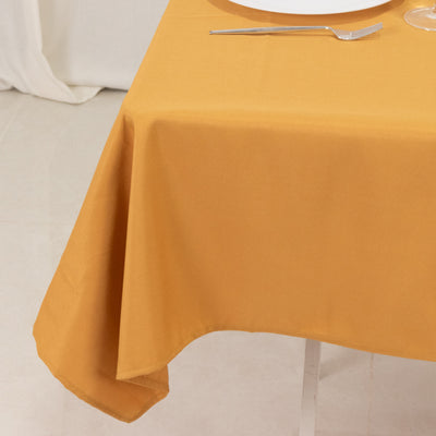 Premium Polyester Square Table Overlay 54"x54" Gold - 220GSM Wrinkle-Resistant & Durable Table Topper for Weddings and Parties