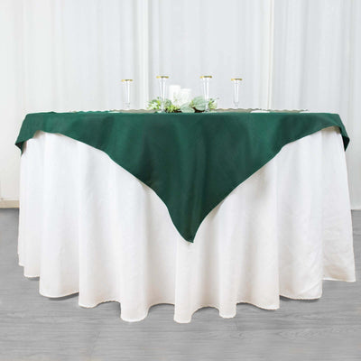 Premium Polyester Square Table Overlay 54"x54" Hunter Emerald Green - 220GSM Wrinkle-Resistant Table Topper