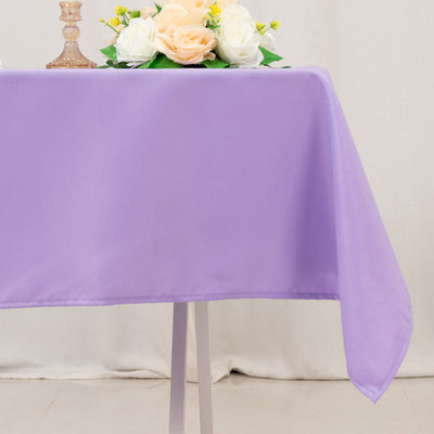Premium Polyester Square Tablecloth 54"x54" Lavender Lilac - 220GSM Wrinkle-Resistant Table Cover
