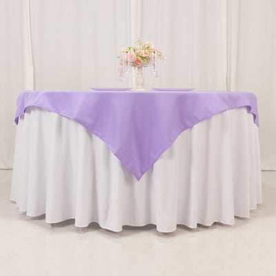 Premium Polyester Square Table Overlay 54"x54" Lavender Lilac - 220GSM Wrinkle-Resistant Table Topper