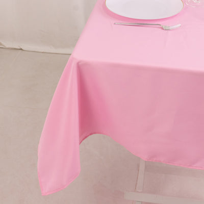Premium Polyester Square Table Overlay 54"x54" Pink - 220GSM Wrinkle-Resistant Table Topper