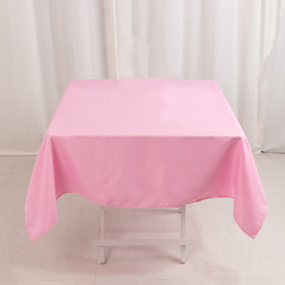 Premium Polyester Square Tablecloth 54"x54" Pink - 220GSM Wrinkle-Resistant Table Cover