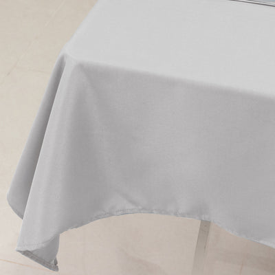 Premium Polyester Square Table Overlay 54"x54" Silver - 220GSM Wrinkle-Resistant Table Topper