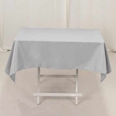 Premium Polyester Square Tablecloth 54"x54" Silver - 220GSM Wrinkle-Resistant Table Cover