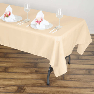 Polyester Rectangle Tablecloth 60"x102" Beige - Wrinkle-Resistant Finish