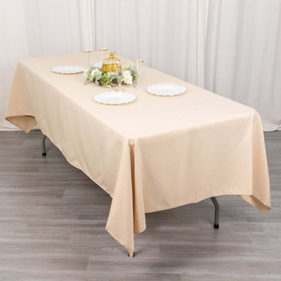 Premium Polyester Rectangle Tablecloth 60"x102" Beige - 220GSM Wrinkle-Resistant Table Cover