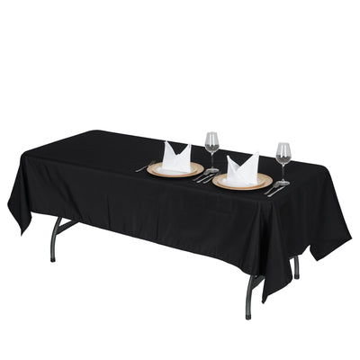 Premium Polyester Rectangle Tablecloth 60"x102" Black - 220GSM Wrinkle-Resistant & Stain-Proof Finish