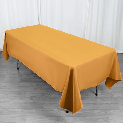 Premium Polyester Rectangle Tablecloth 60"x102" Gold - 220GSM Wrinkle-Resistant Table Cover