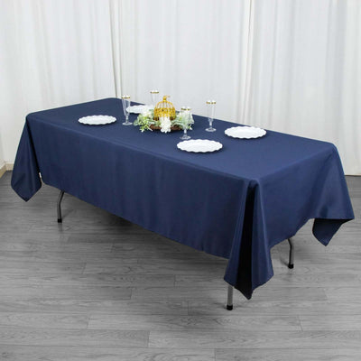 Premium Polyester Rectangle Tablecloth 60"x102" Navy Blue - 220GSM Wrinkle-Resistant Table Cover