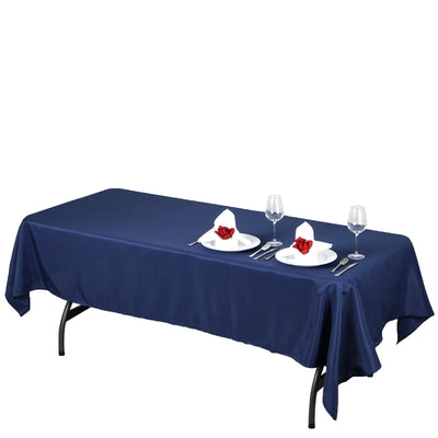 Polyester Rectangle Tablecloth 60"x102" Navy Blue - Wrinkle-Resistant Finish