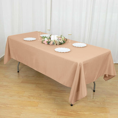 Polyester Rectangle Tablecloth 60"x102" Nude - Wrinkle-Resistant Finish