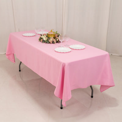 Premium Polyester Rectangle Tablecloth 60"x102" Pink - 220GSM Wrinkle-Resistant Table Cover