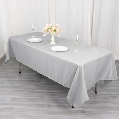 Premium Polyester Rectangle Tablecloth 60"x102" Silver - 220GSM Wrinkle-Resistant Table Cover